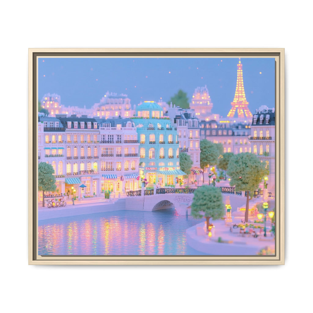 Pastel Paris Eiffel Tower Framed Canvas