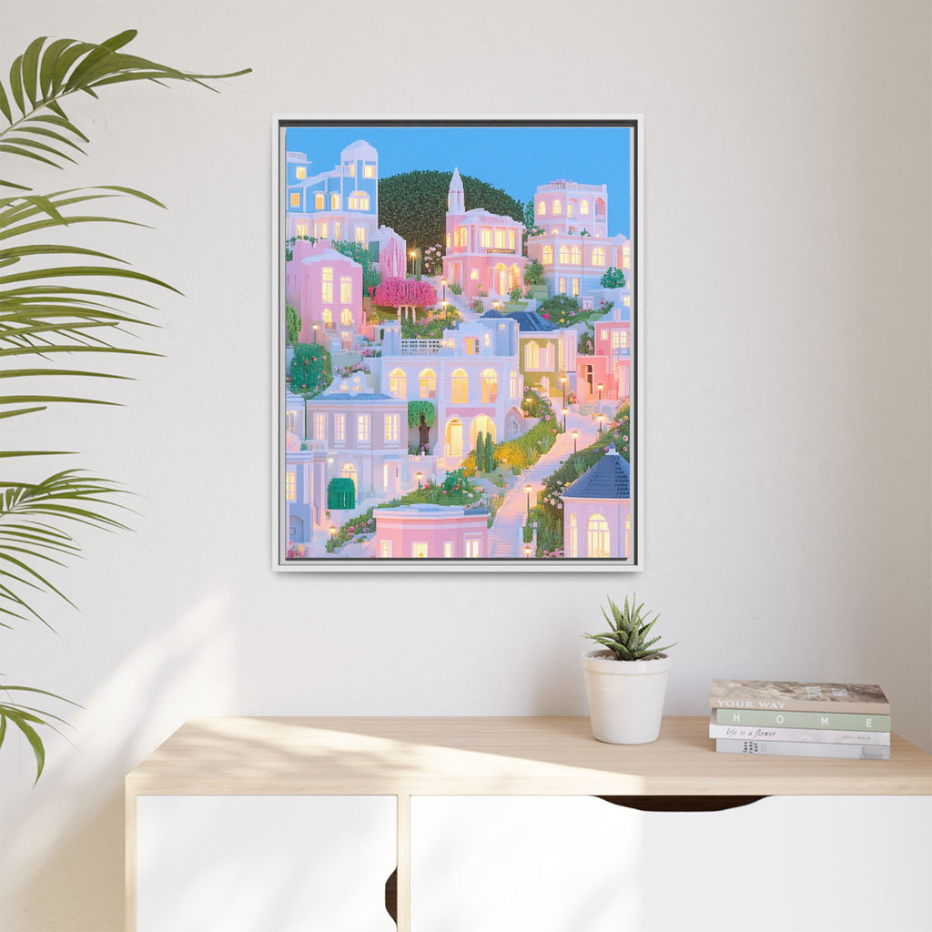 Pastel San Francisco Cityscape Framed Canvas