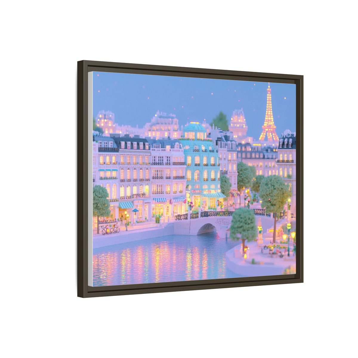 Pastel Paris Eiffel Tower Framed Canvas