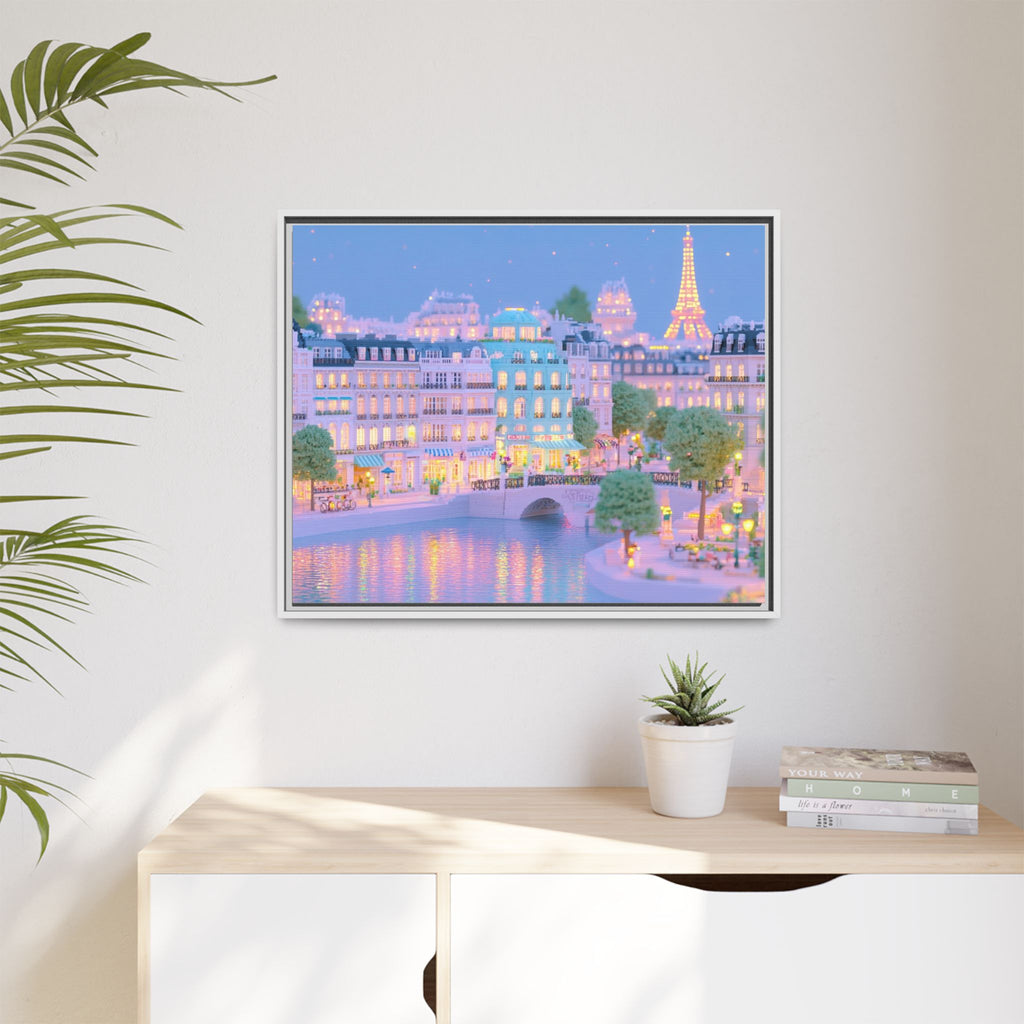Pastel Paris Eiffel Tower Framed Canvas