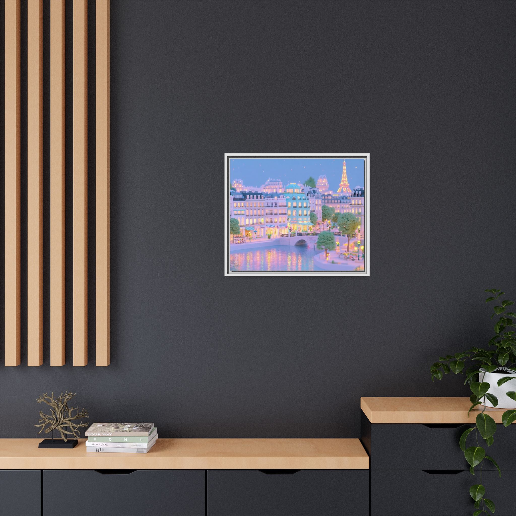 Pastel Paris Eiffel Tower Framed Canvas