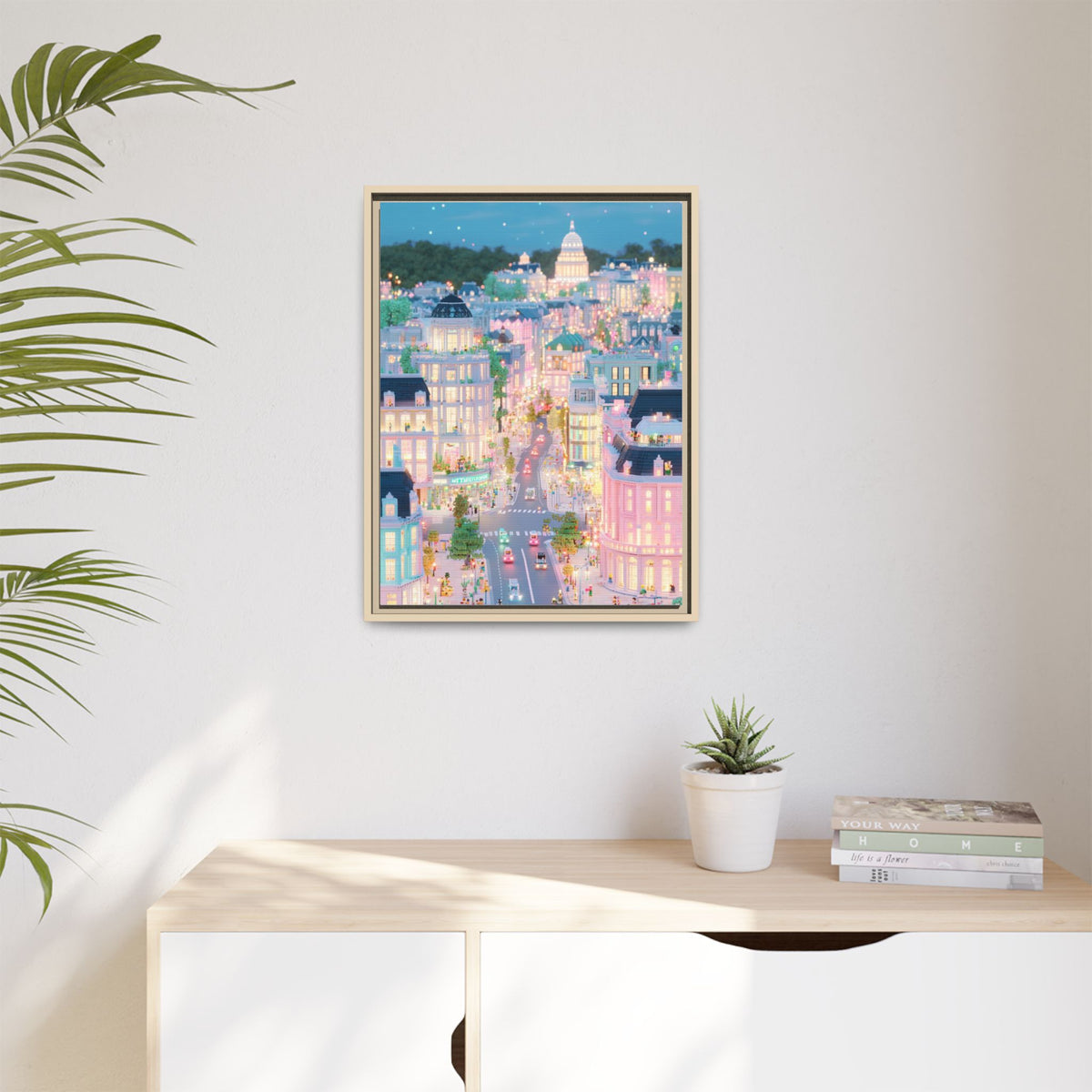 Pastel Washington DC Framed Canvas