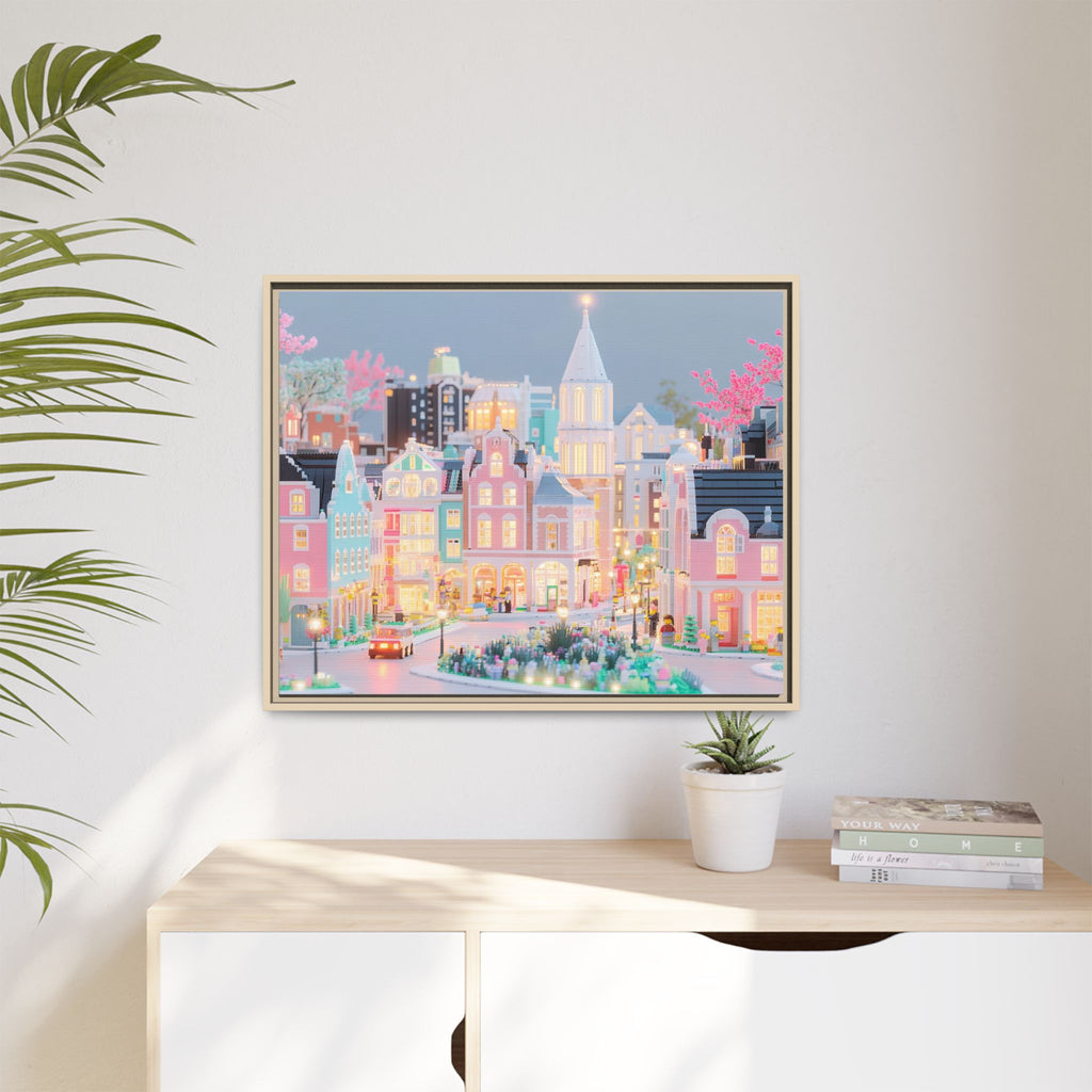 Pastel Boston Skyline Framed Canvas
