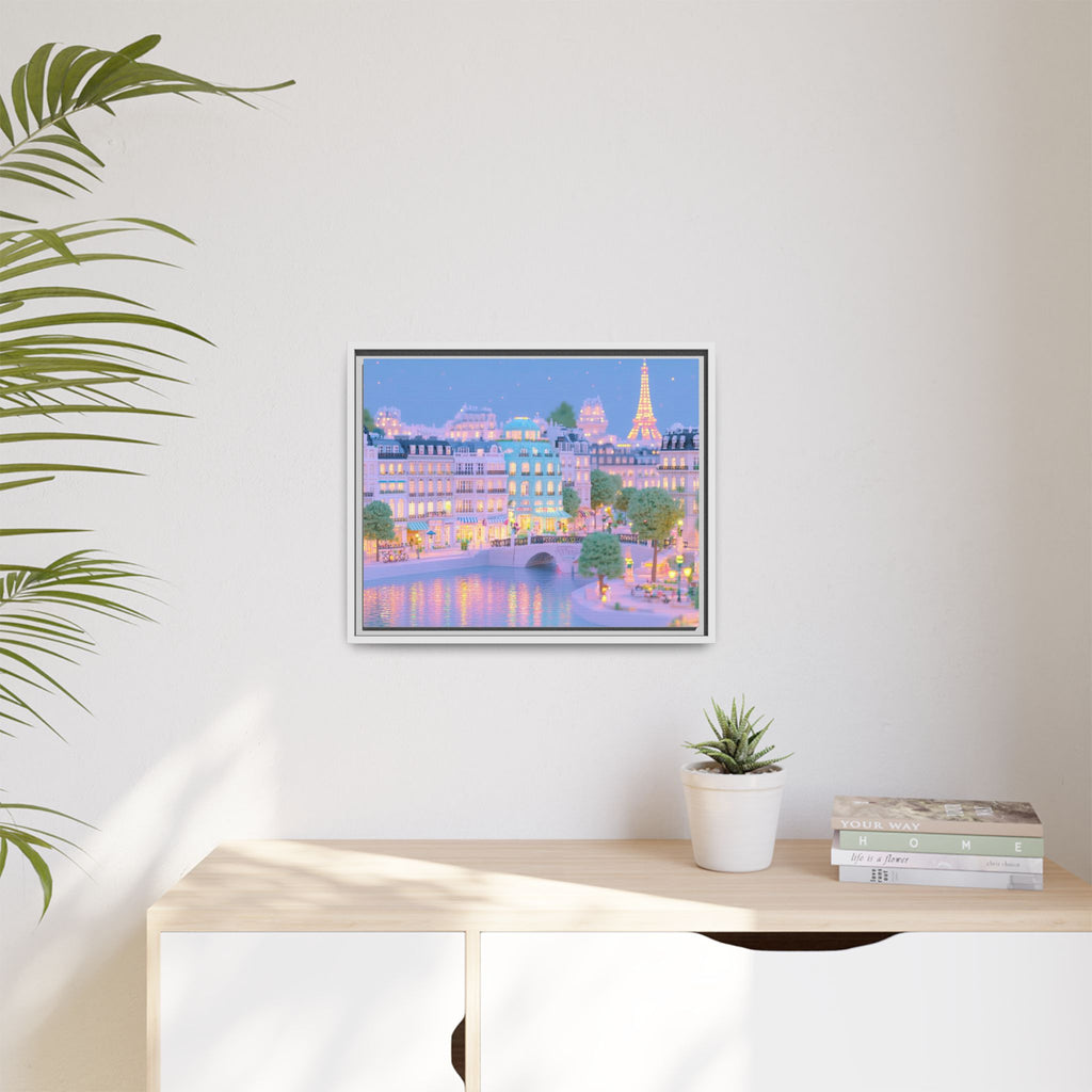 Pastel Paris Eiffel Tower Framed Canvas