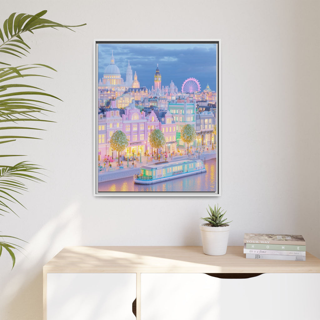 Pastel London Big Ben Framed Canvas