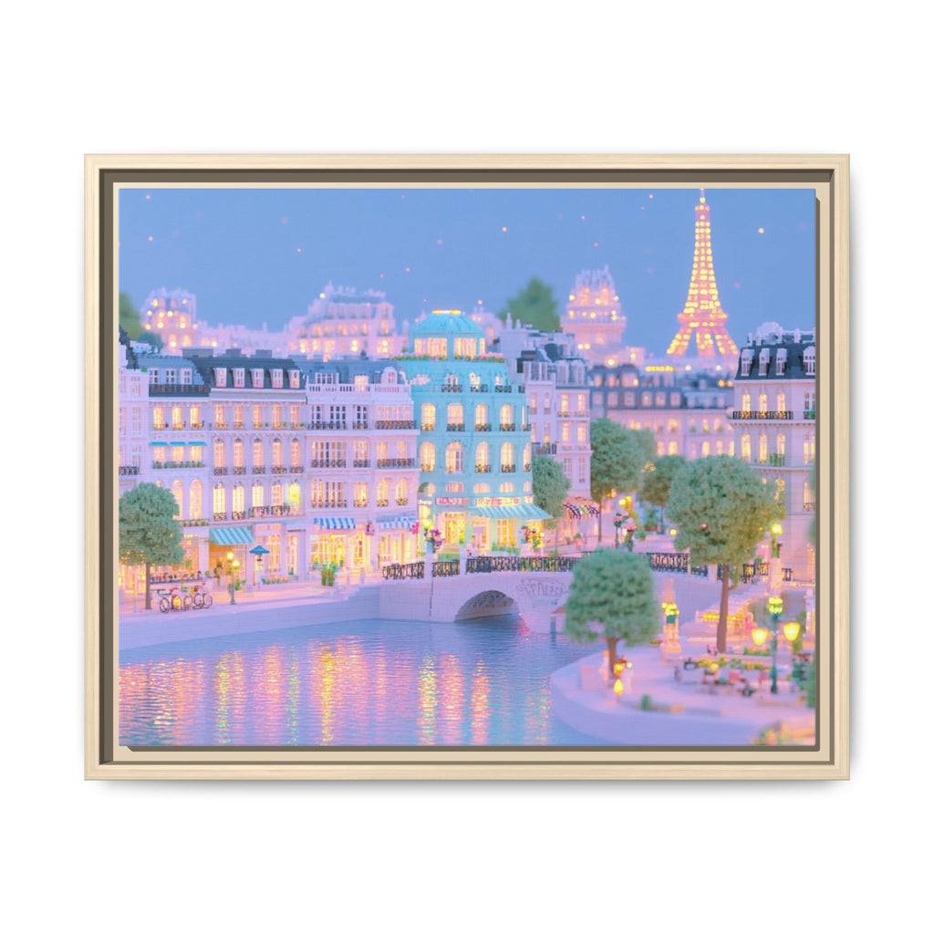 Pastel Paris Eiffel Tower Framed Canvas