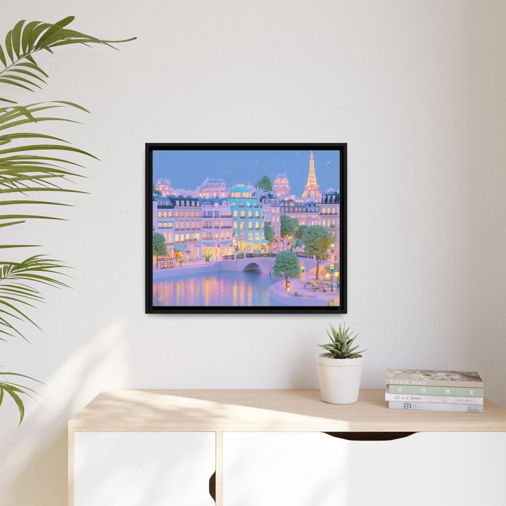 Pastel Paris Eiffel Tower Framed Canvas