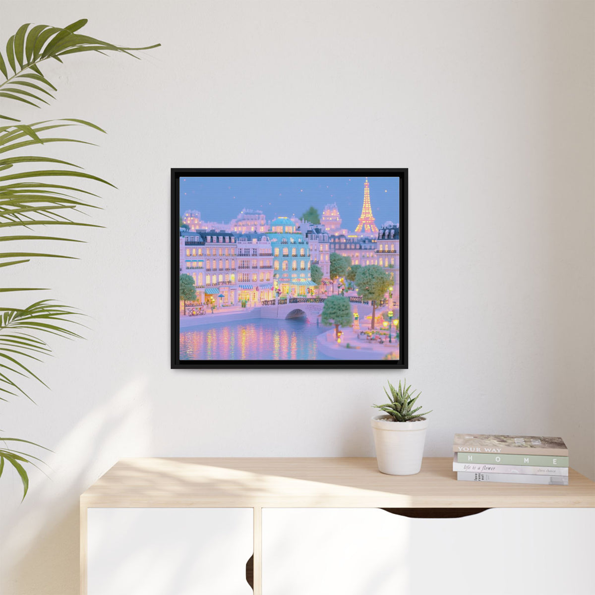 Pastel Paris Eiffel Tower Framed Canvas