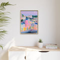 Pastel Prague Cityscape Framed Canvas