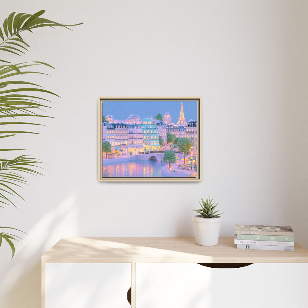 Pastel Paris Eiffel Tower Framed Canvas