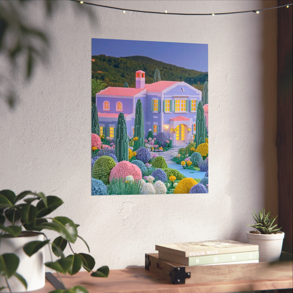 Pastel Mediterranean Villa Poster
