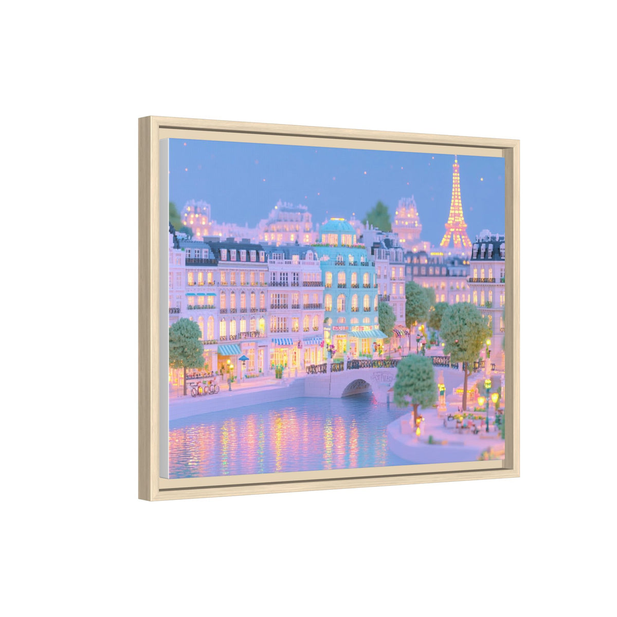 Pastel Paris Eiffel Tower Framed Canvas