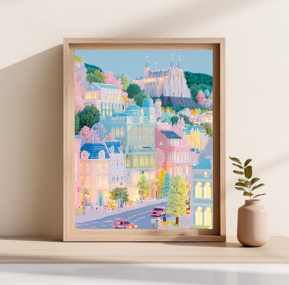 Pastel Prague Castle Poster