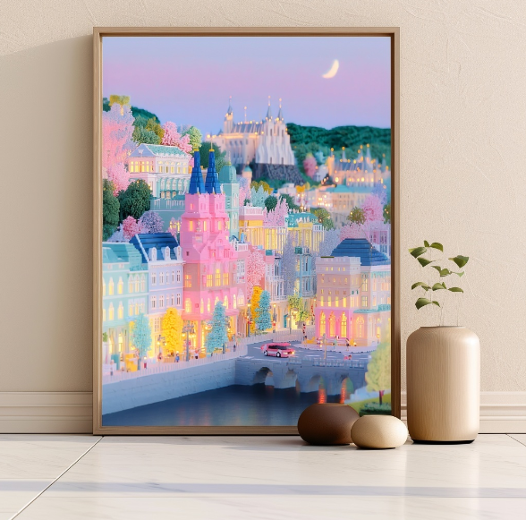 Pastel Prague Cityscape Poster