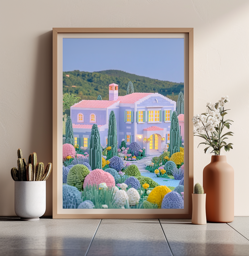 Pastel Mediterranean Villa Poster