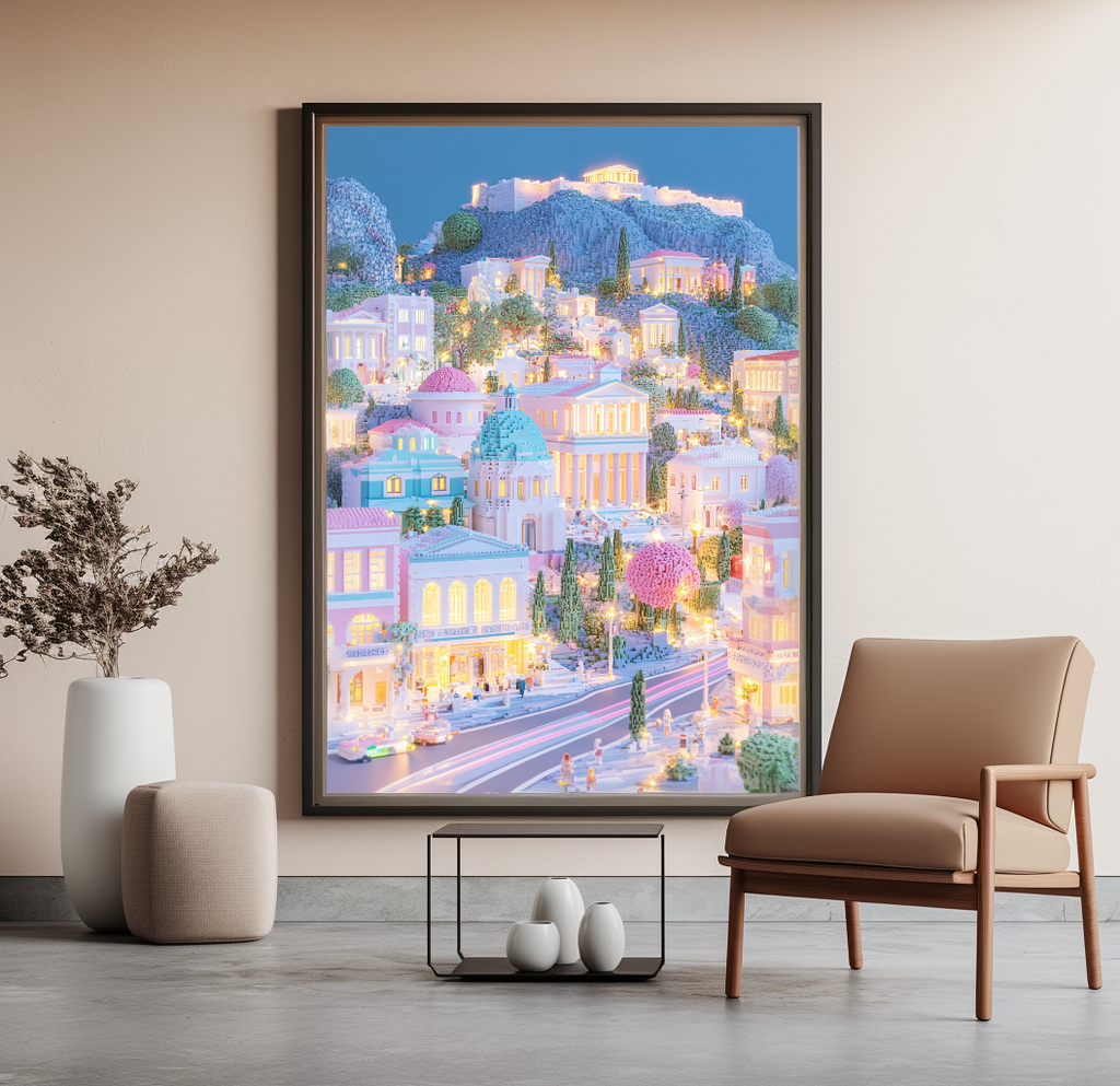 Pastel Athens Acropolis Poster
