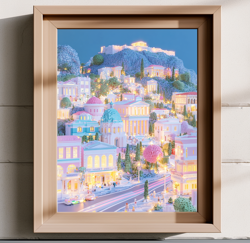 Pastel Athens Acropolis Poster