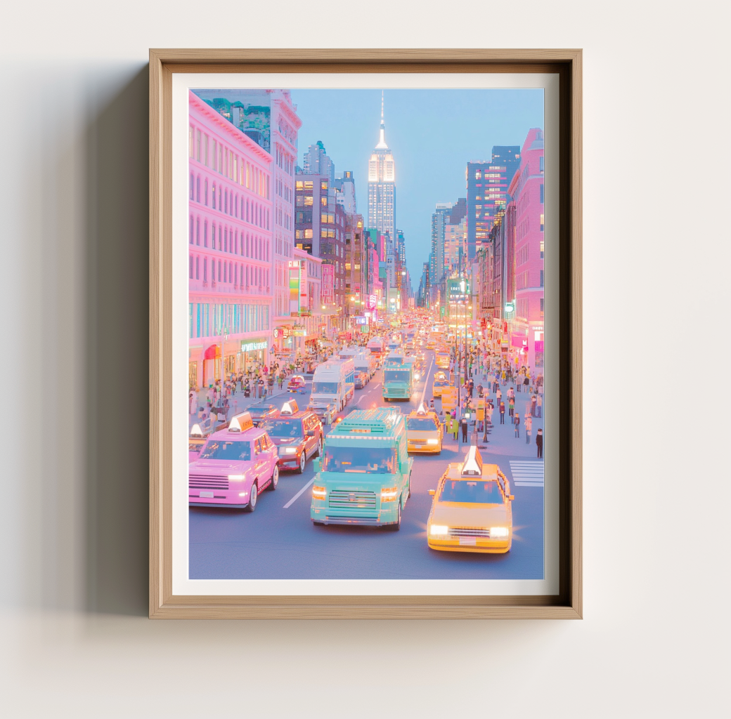Pastel NYC Midtown Avenue Poster