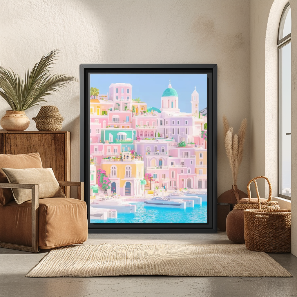 Pastel Capri Harbor Poster