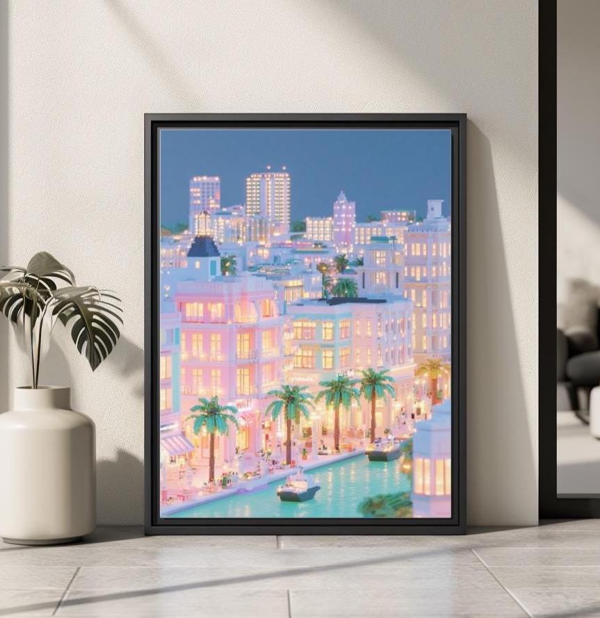 Miami Art Deco Waterfront Poster