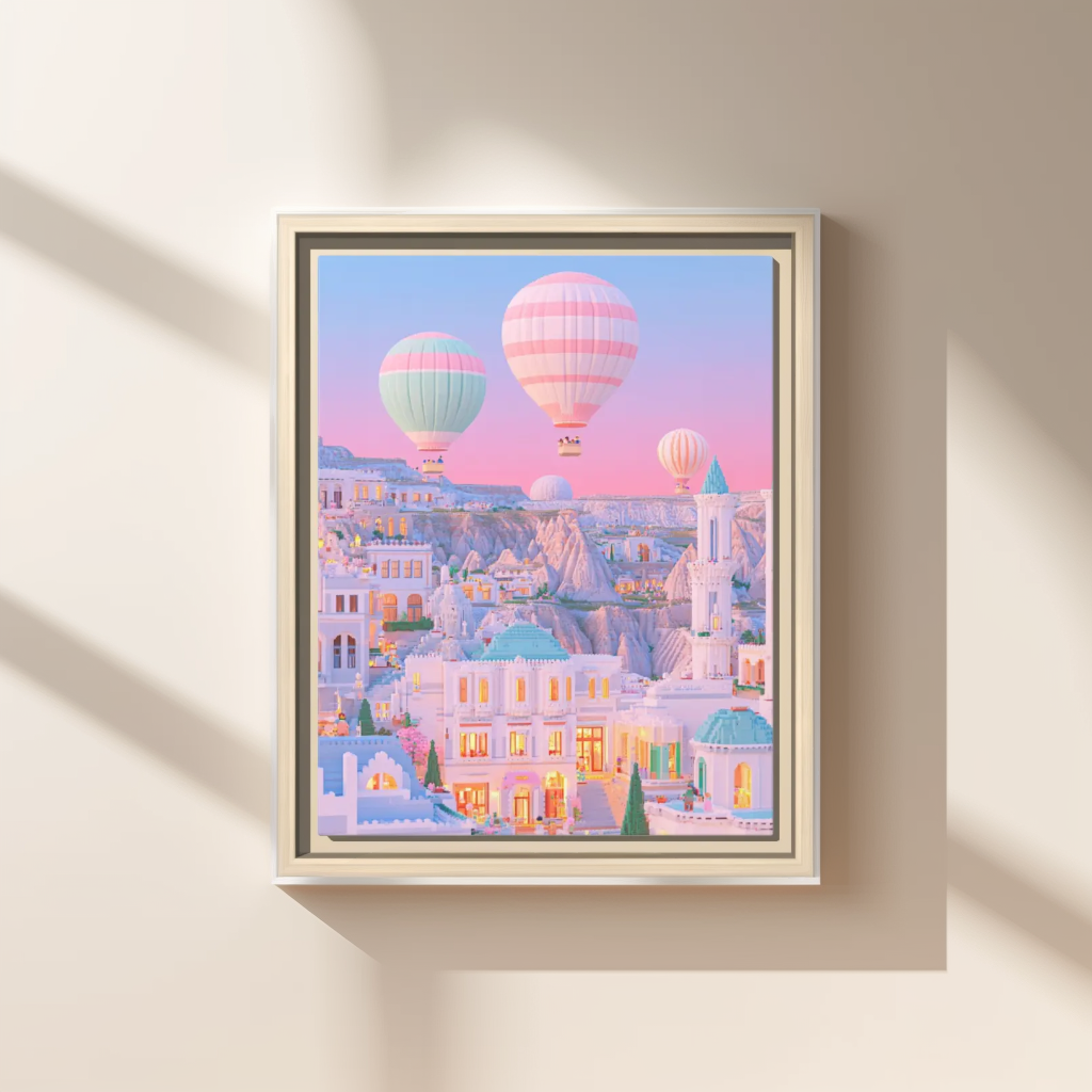 Cappadocia Pastel Cityscape Framed Canvas