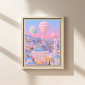 Cappadocia Pastel Cityscape Framed Canvas