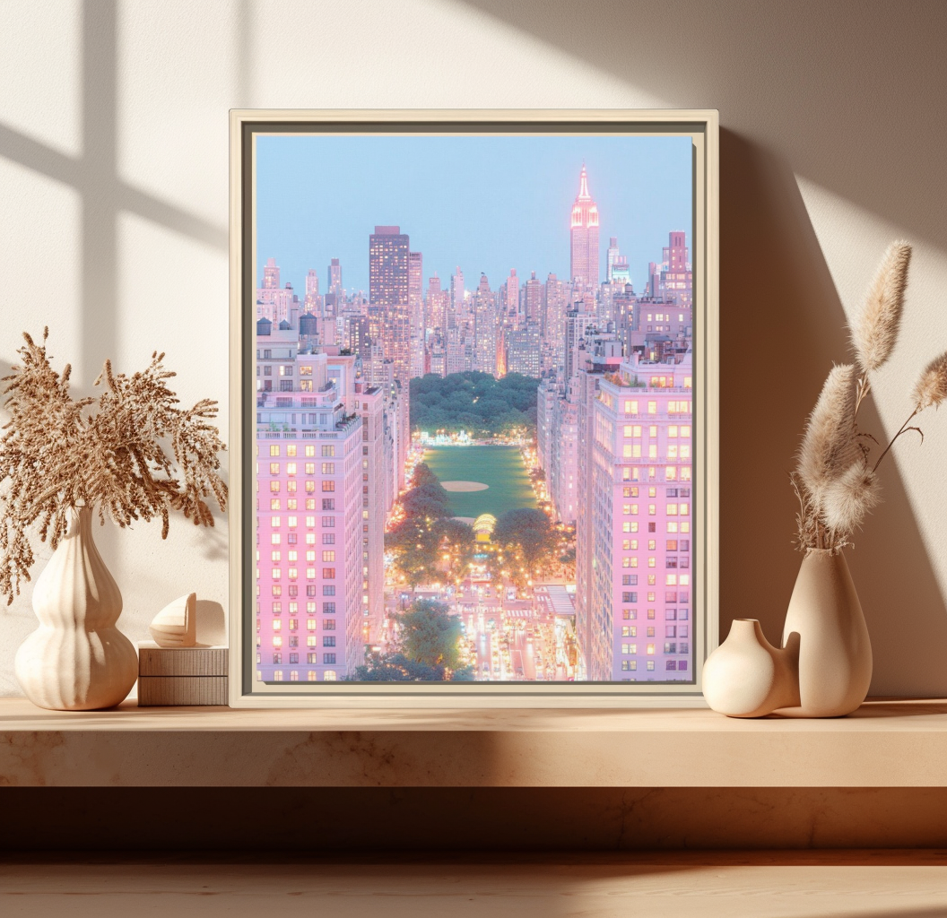 NYC Central Park Night Framed Canvas