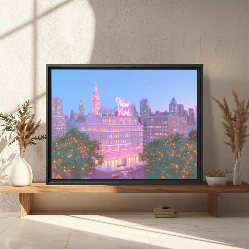 Pastel NYC Empire State Framed Canvas