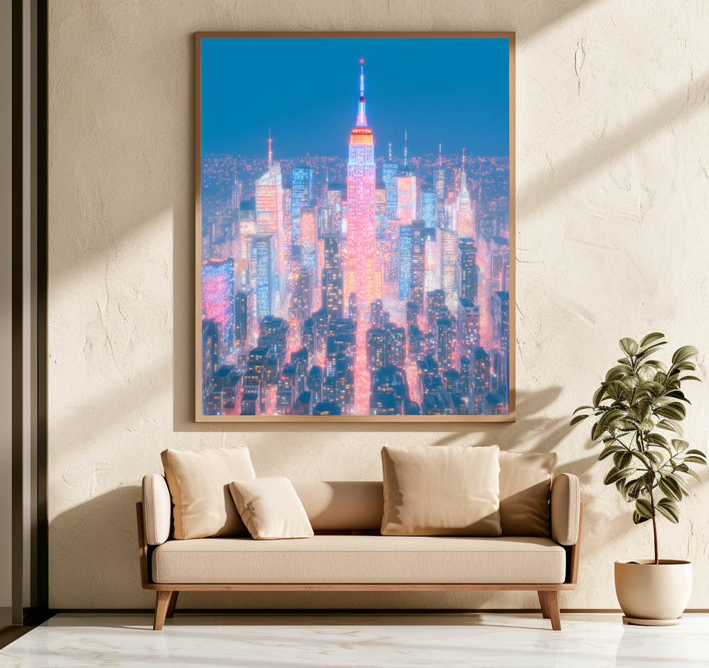 NYC Empire State Skyline Framed Canvas