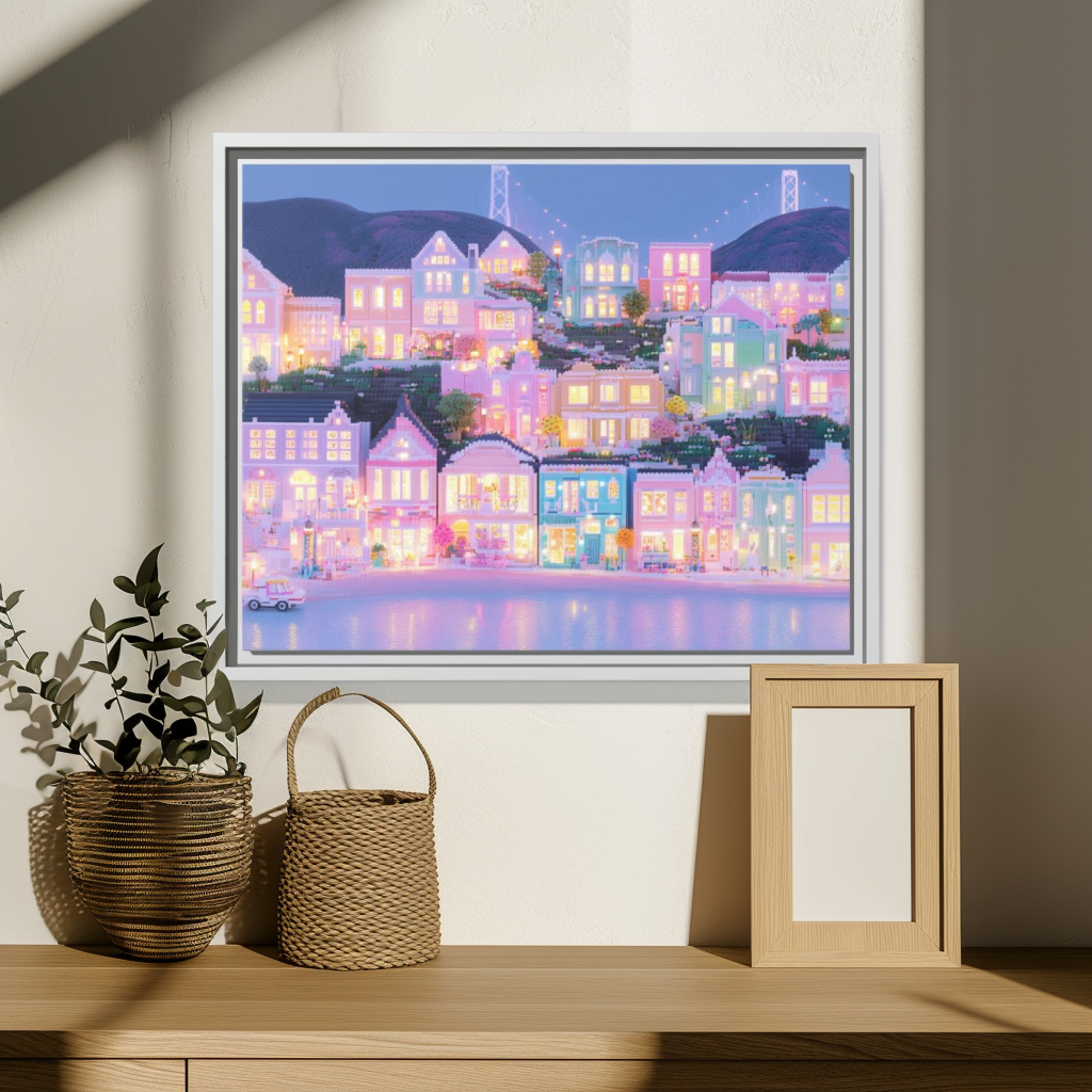 Pastel San Francisco Skyline Framed Canvas