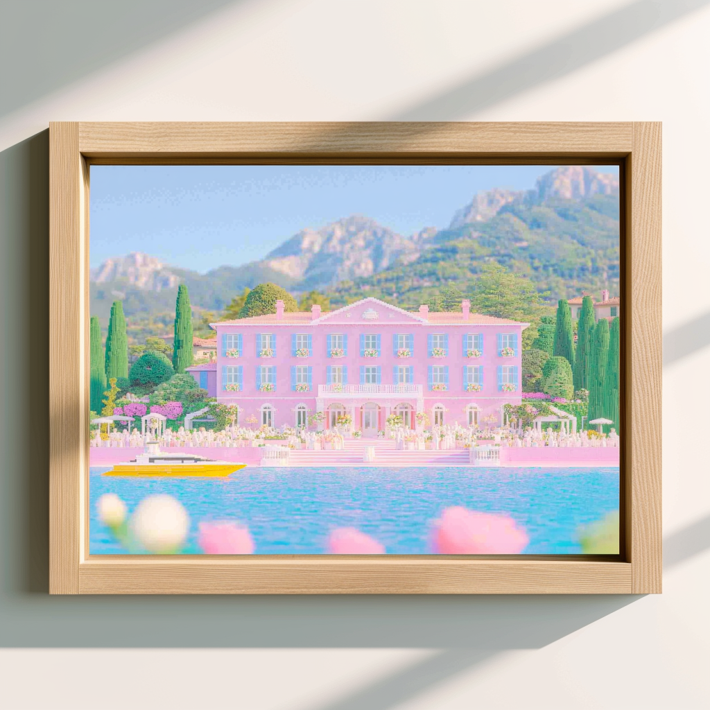 Lake Como Villa Framed Canvas