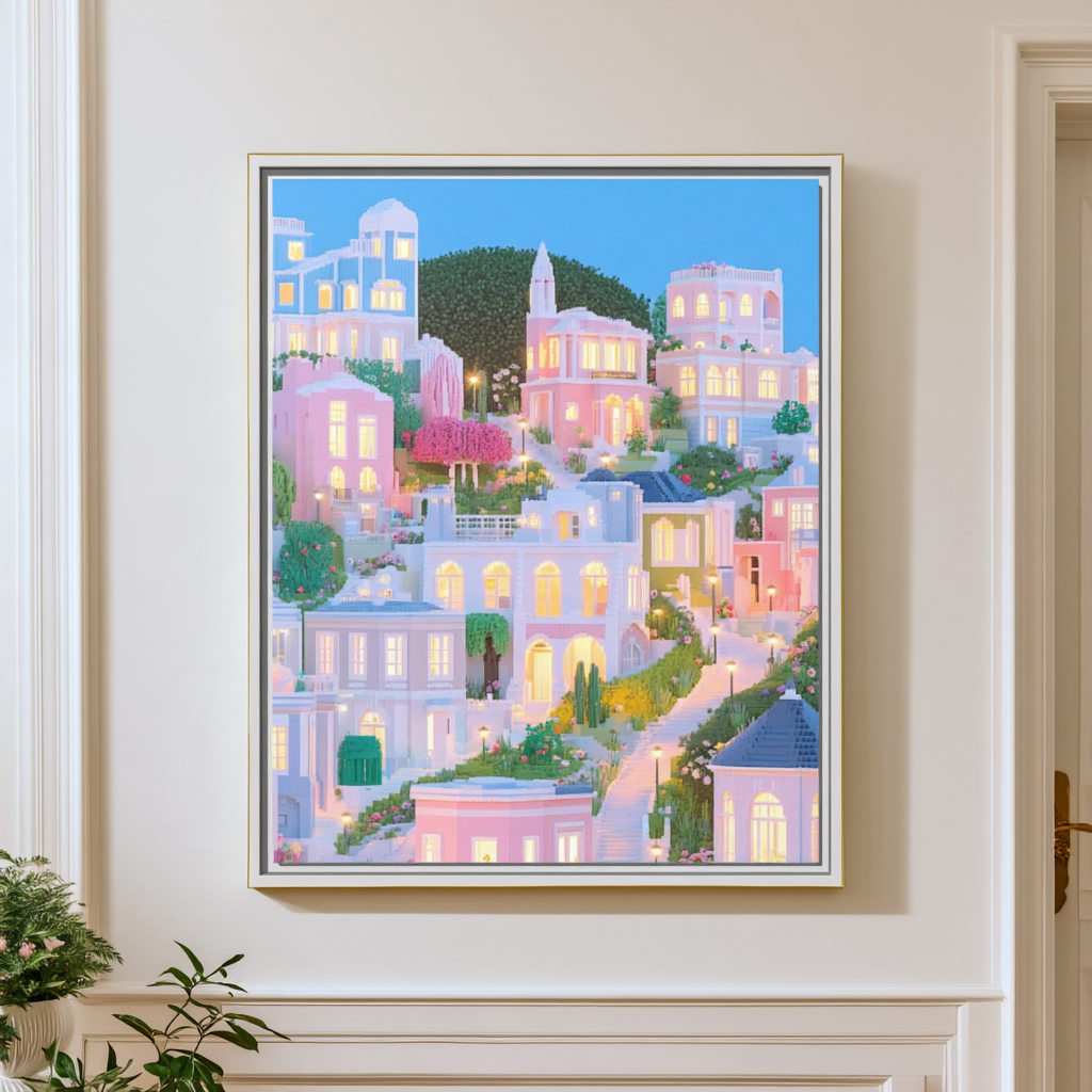 Pastel San Francisco Cityscape Framed Canvas