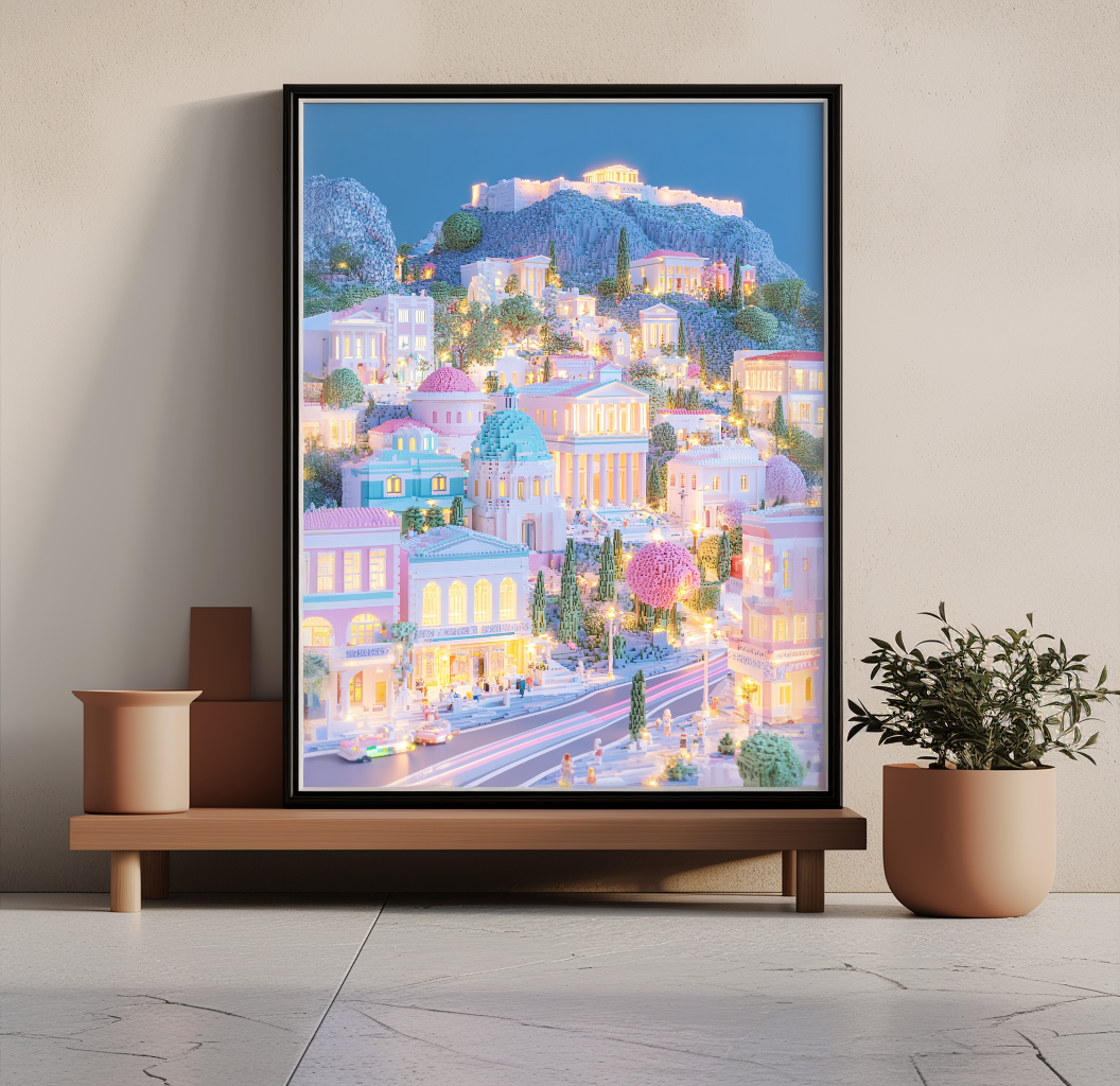 Pastel London Big Ben Framed Canvas