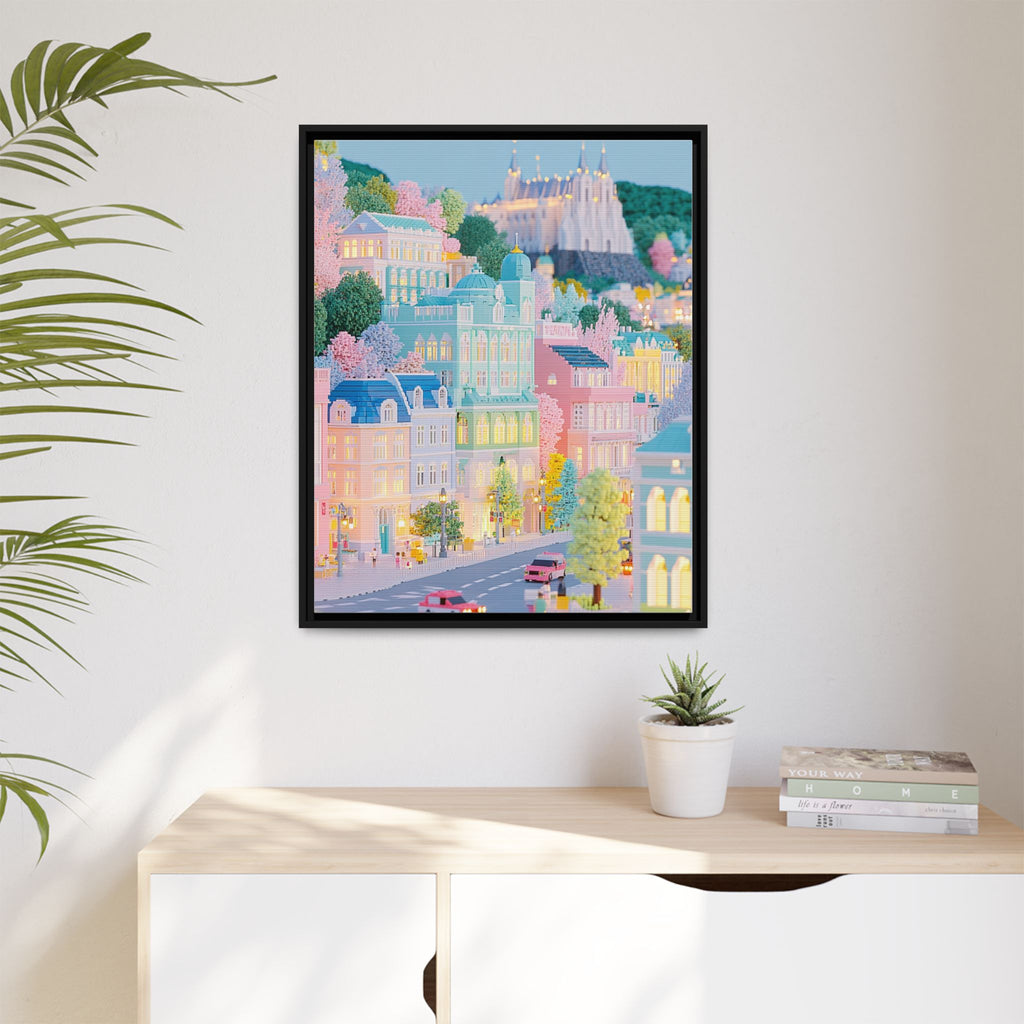 Pastel Prague Castle Framed Canvas