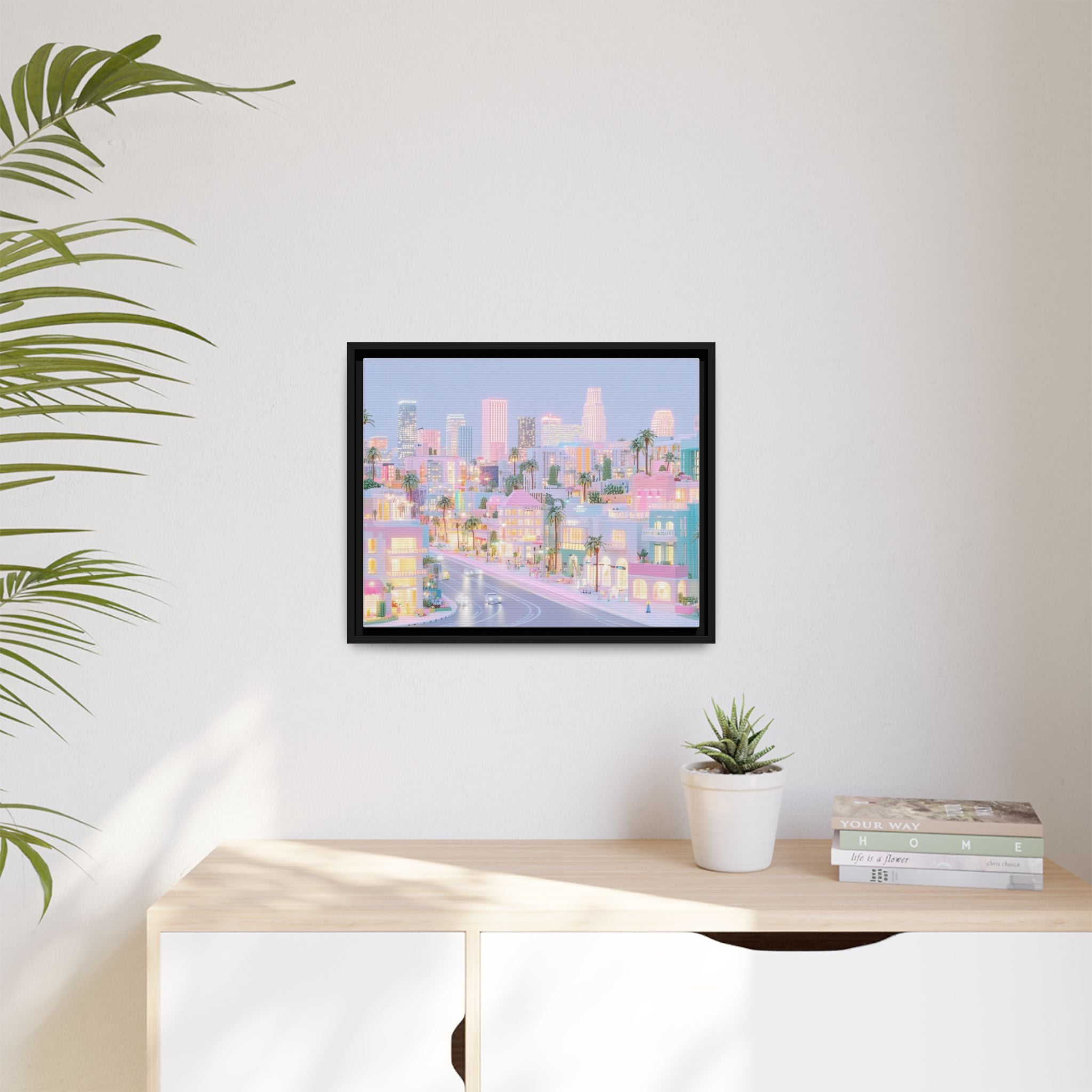 Pastel Los Angeles Skyline Framed Canvas