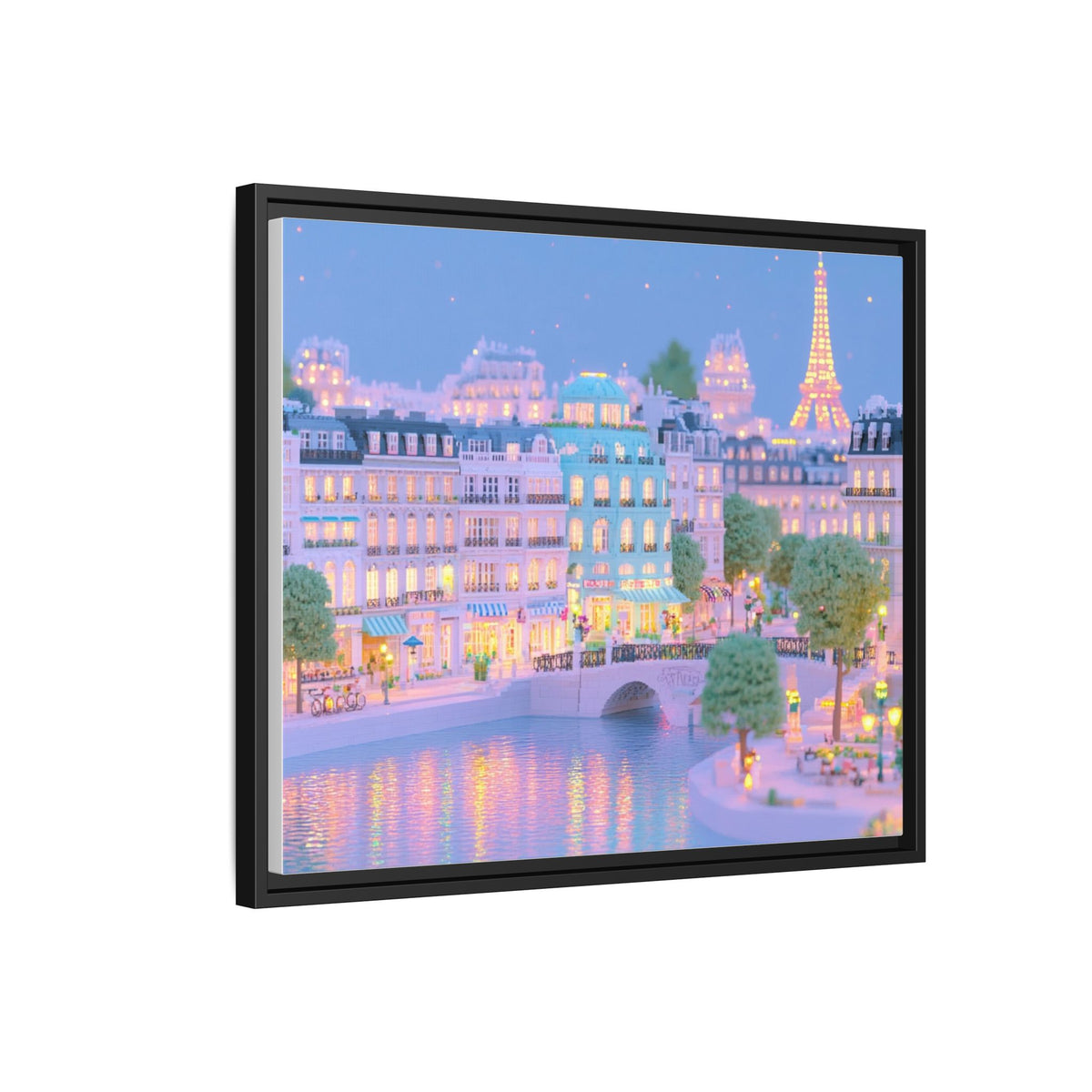 Pastel Paris Eiffel Tower Framed Canvas