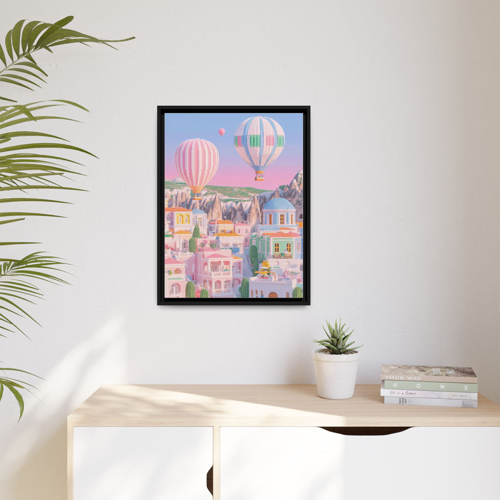 Cappadocia Pastel Balloons Framed Canvas