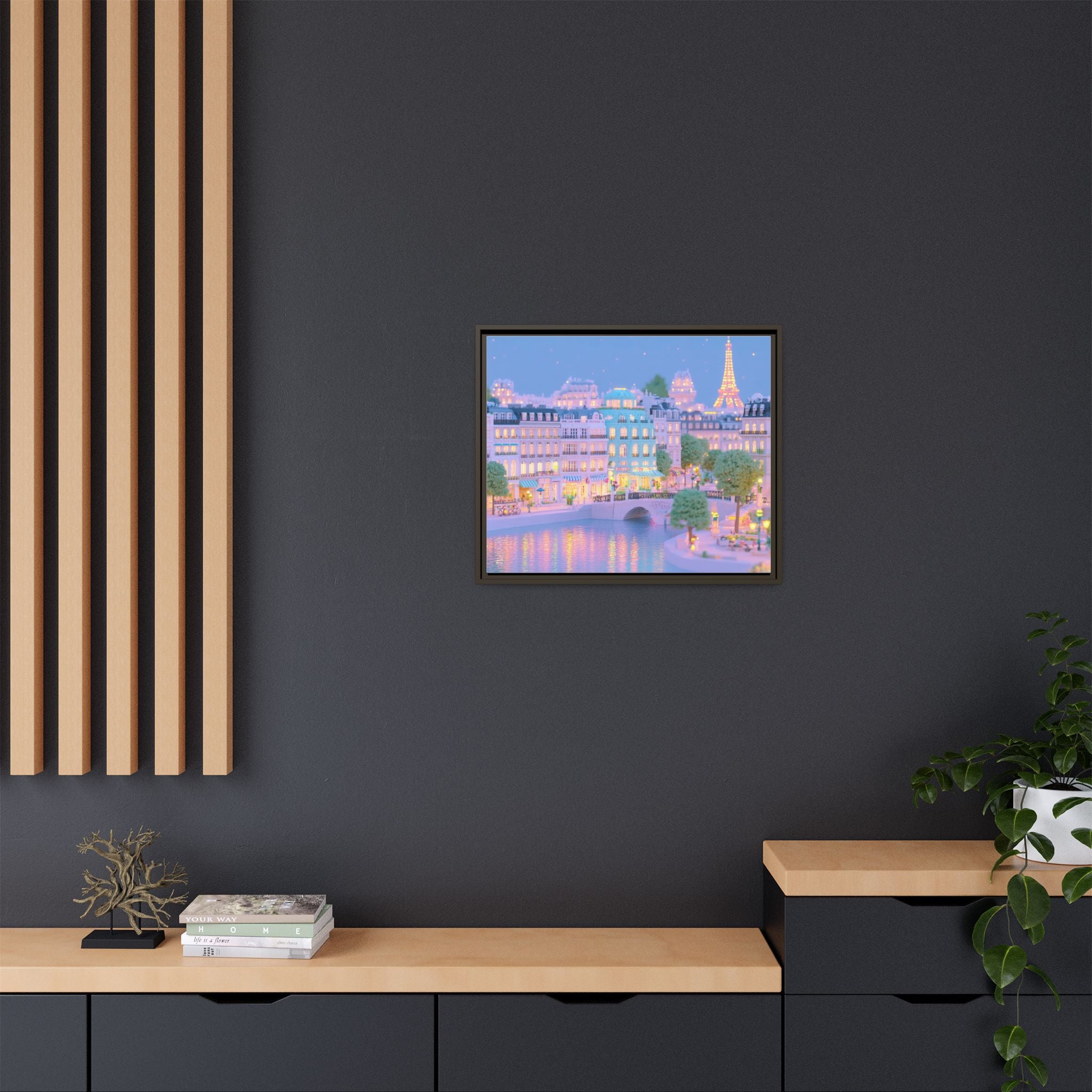 Pastel Paris Eiffel Tower Framed Canvas