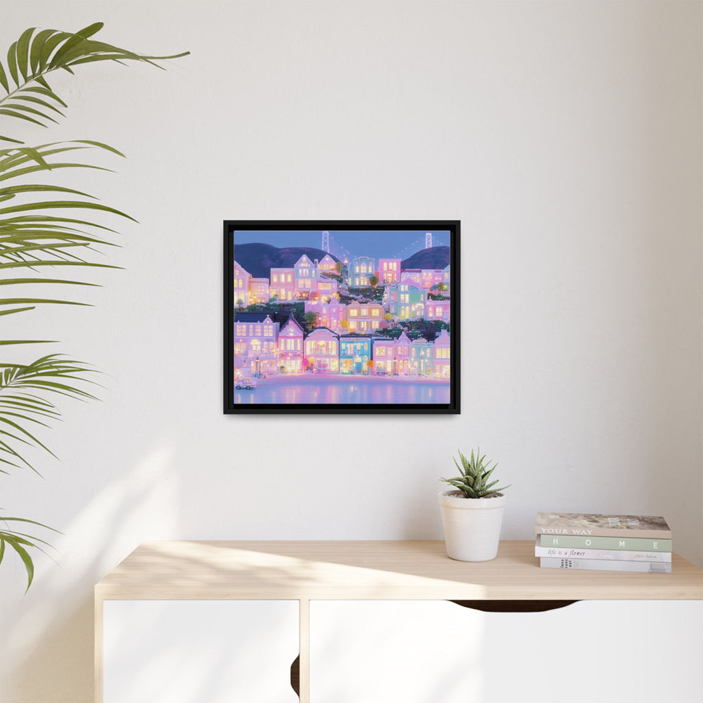Pastel San Francisco Skyline Framed Canvas