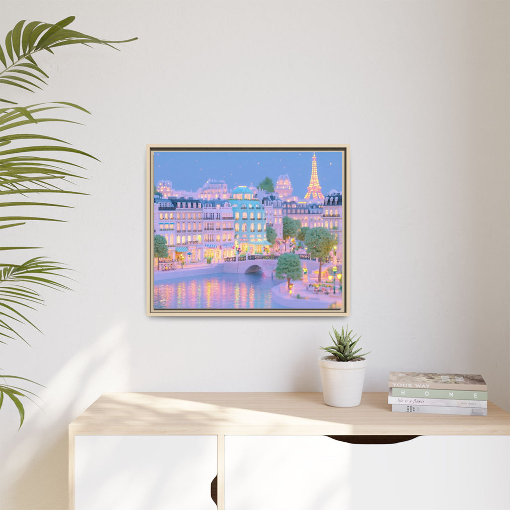 Pastel Paris Eiffel Tower Framed Canvas
