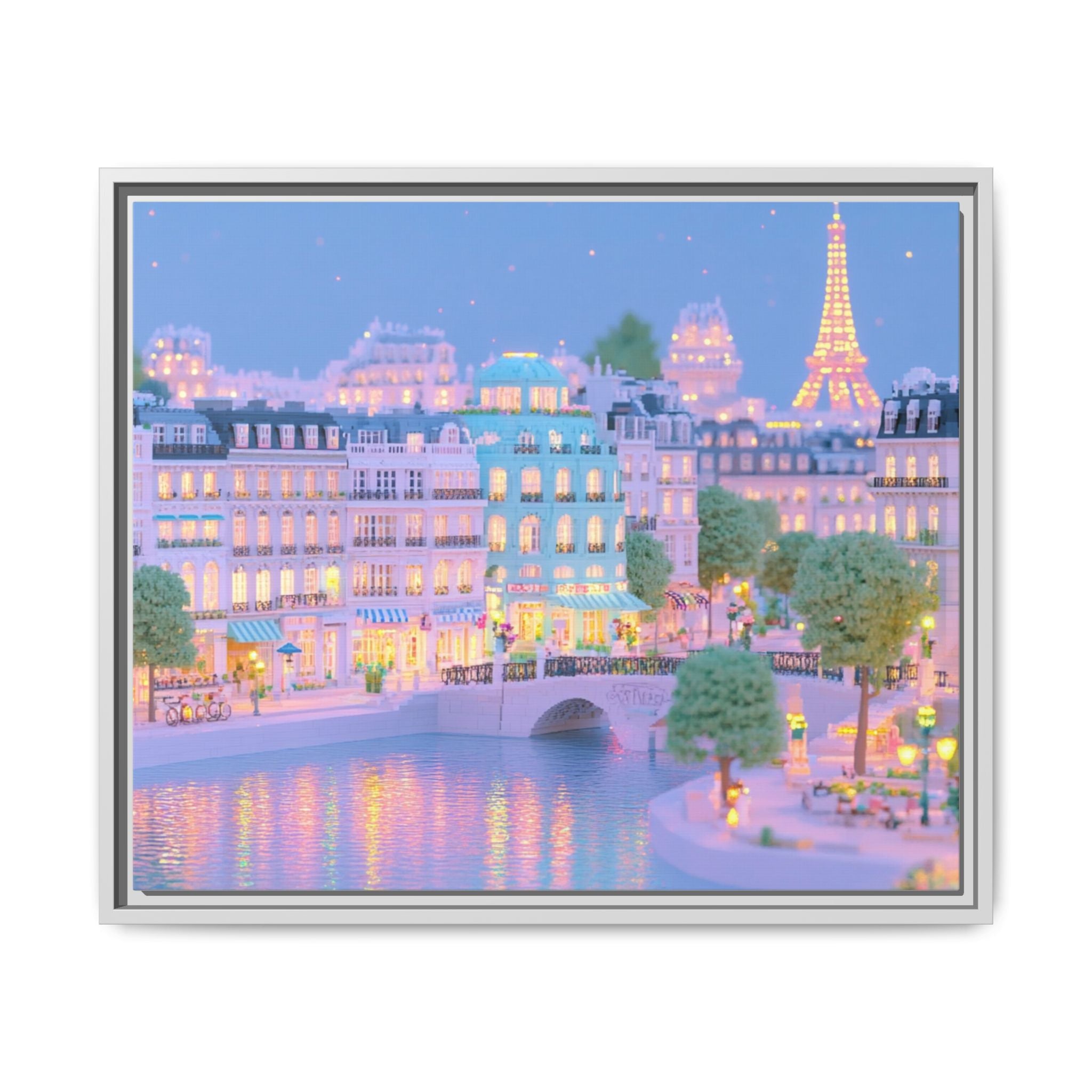 Pastel Paris Eiffel Tower Framed Canvas