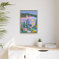 Pastel Mediterranean Villa Framed Canvas