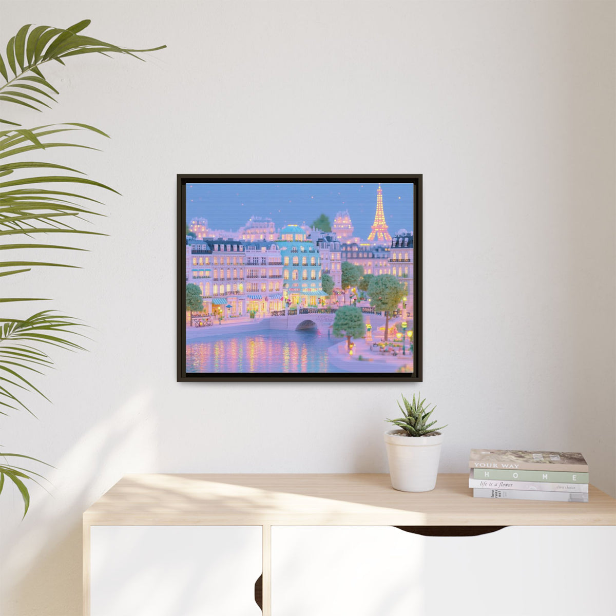 Pastel Paris Eiffel Tower Framed Canvas