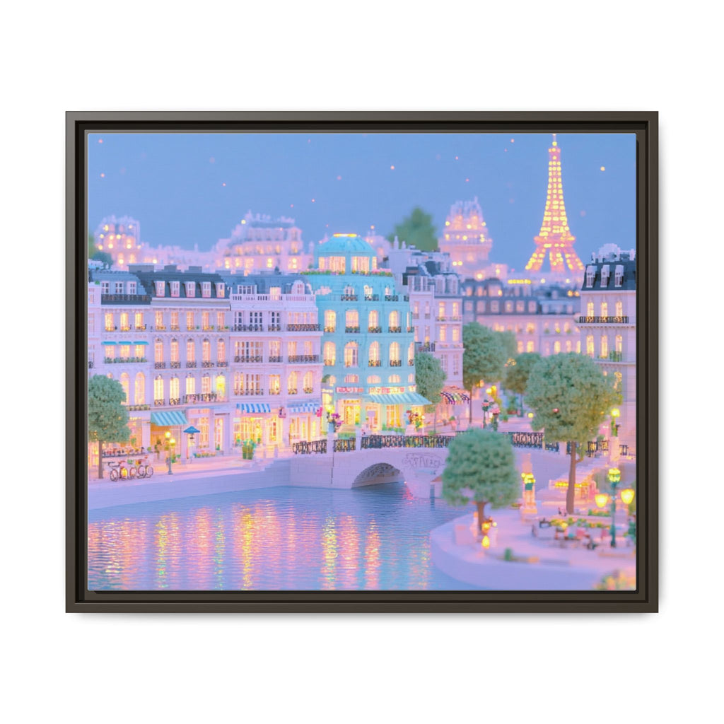 Pastel Paris Eiffel Tower Framed Canvas