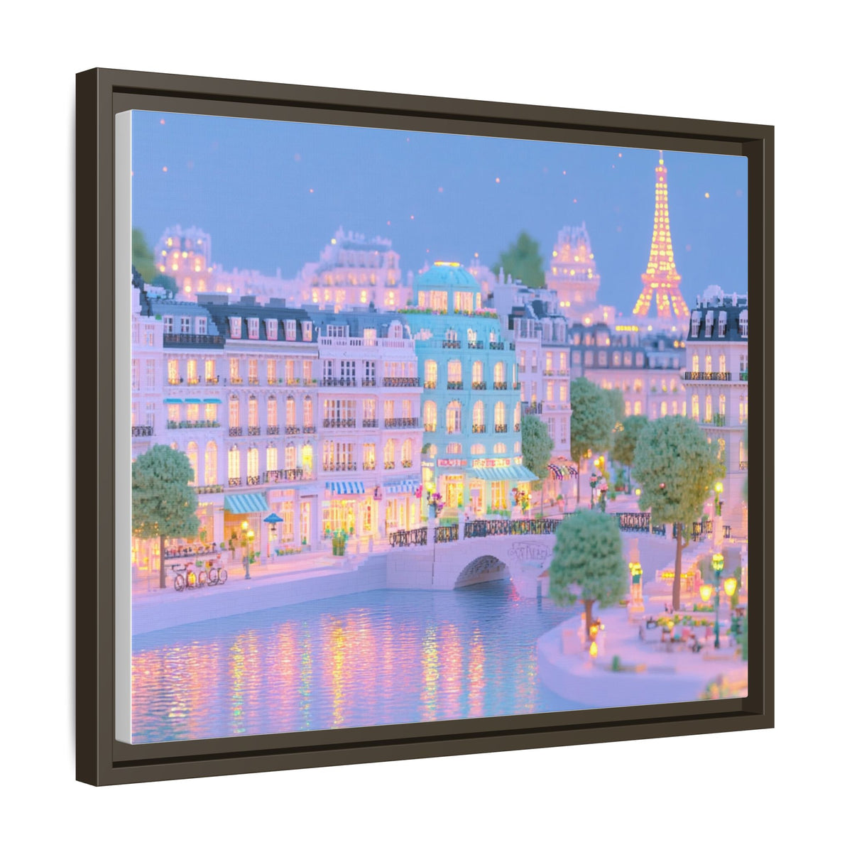 Pastel Paris Eiffel Tower Framed Canvas