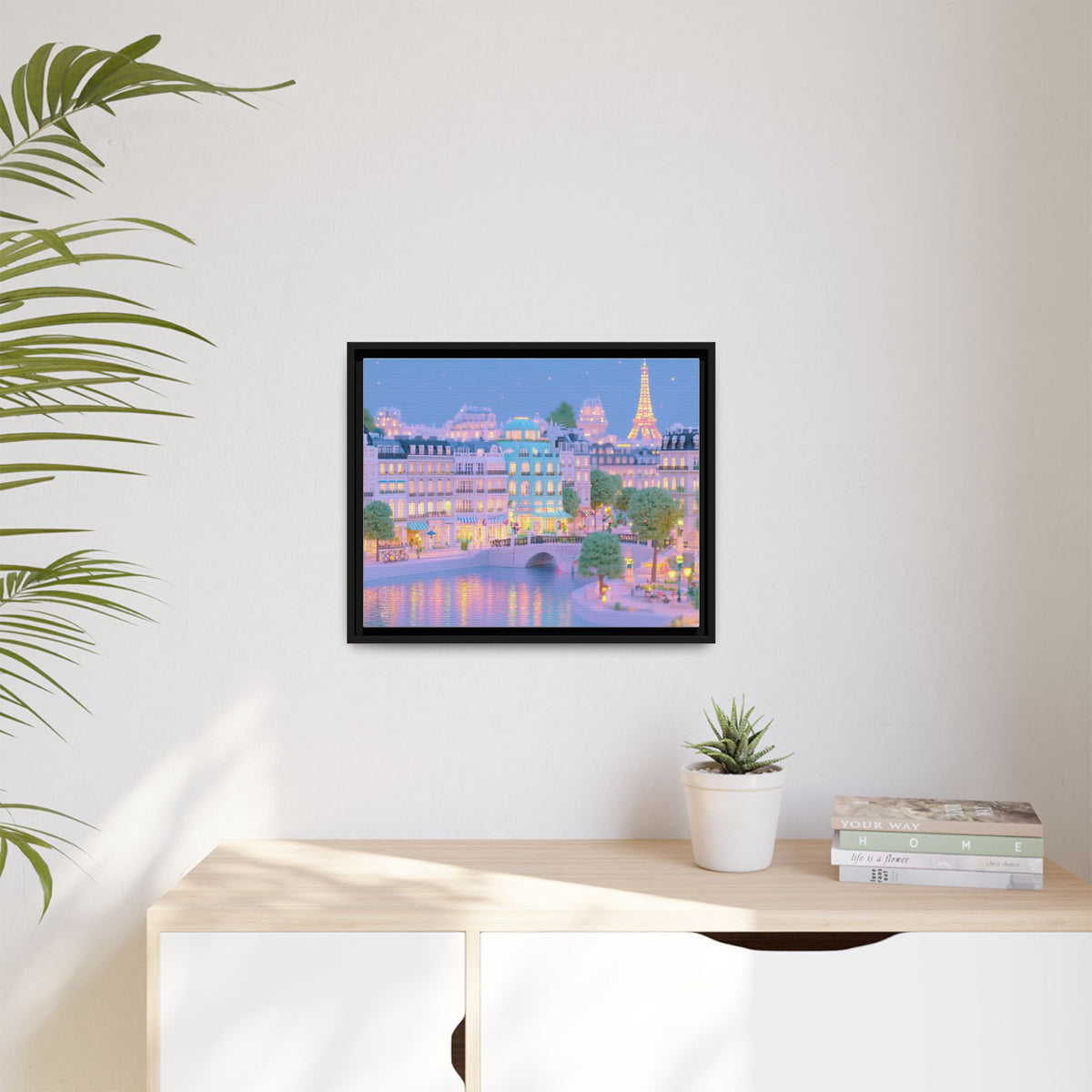 Pastel Paris Eiffel Tower Framed Canvas