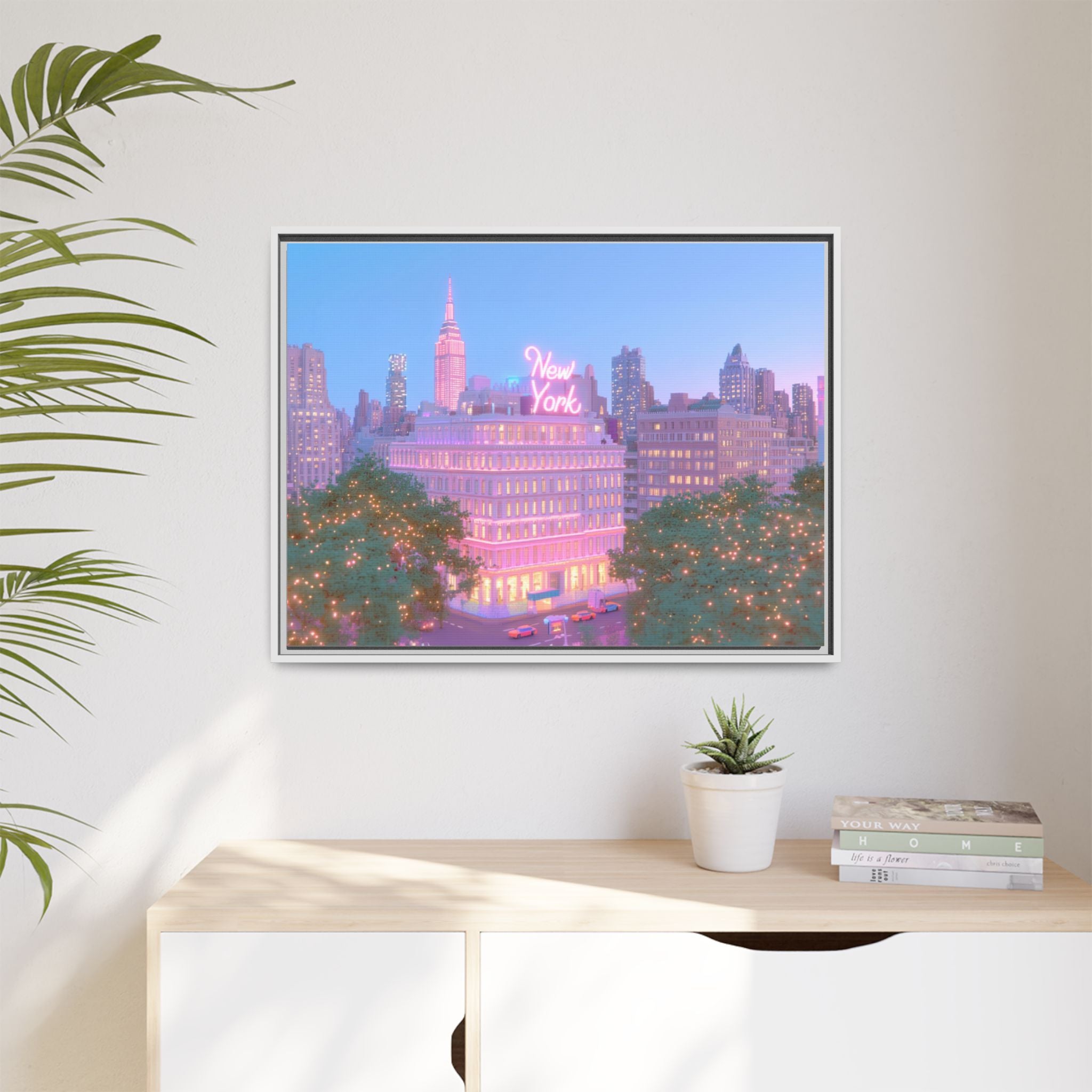 Pastel NYC Empire State Framed Canvas