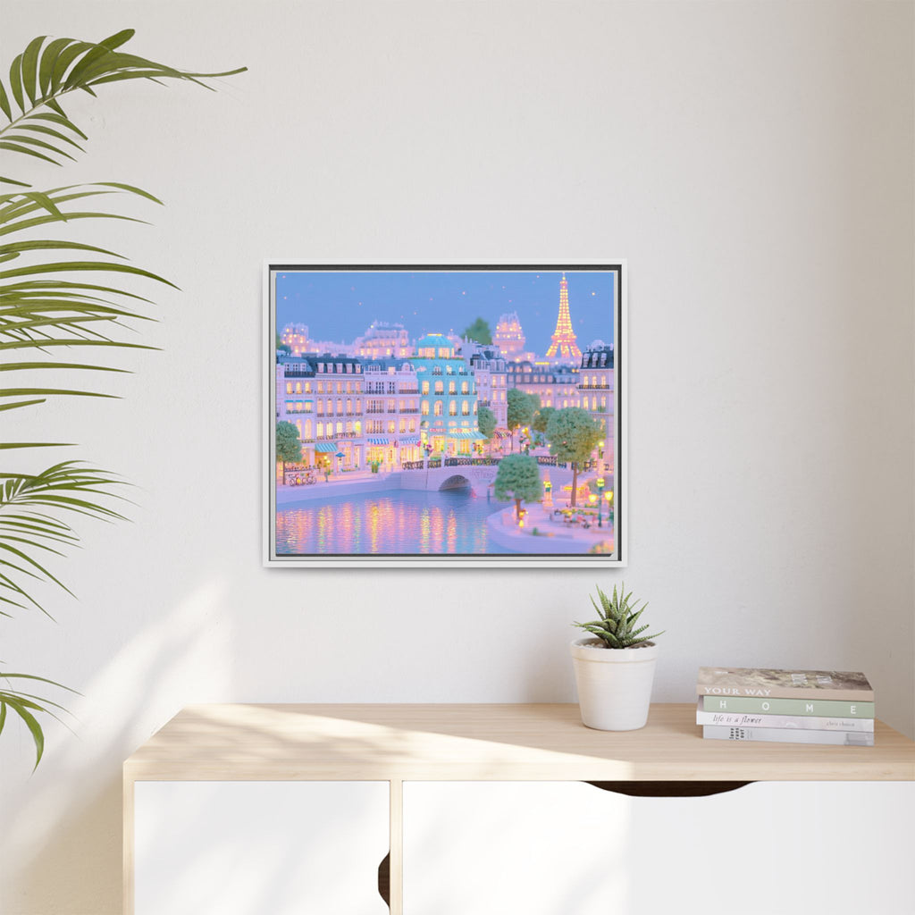 Pastel Paris Eiffel Tower Framed Canvas