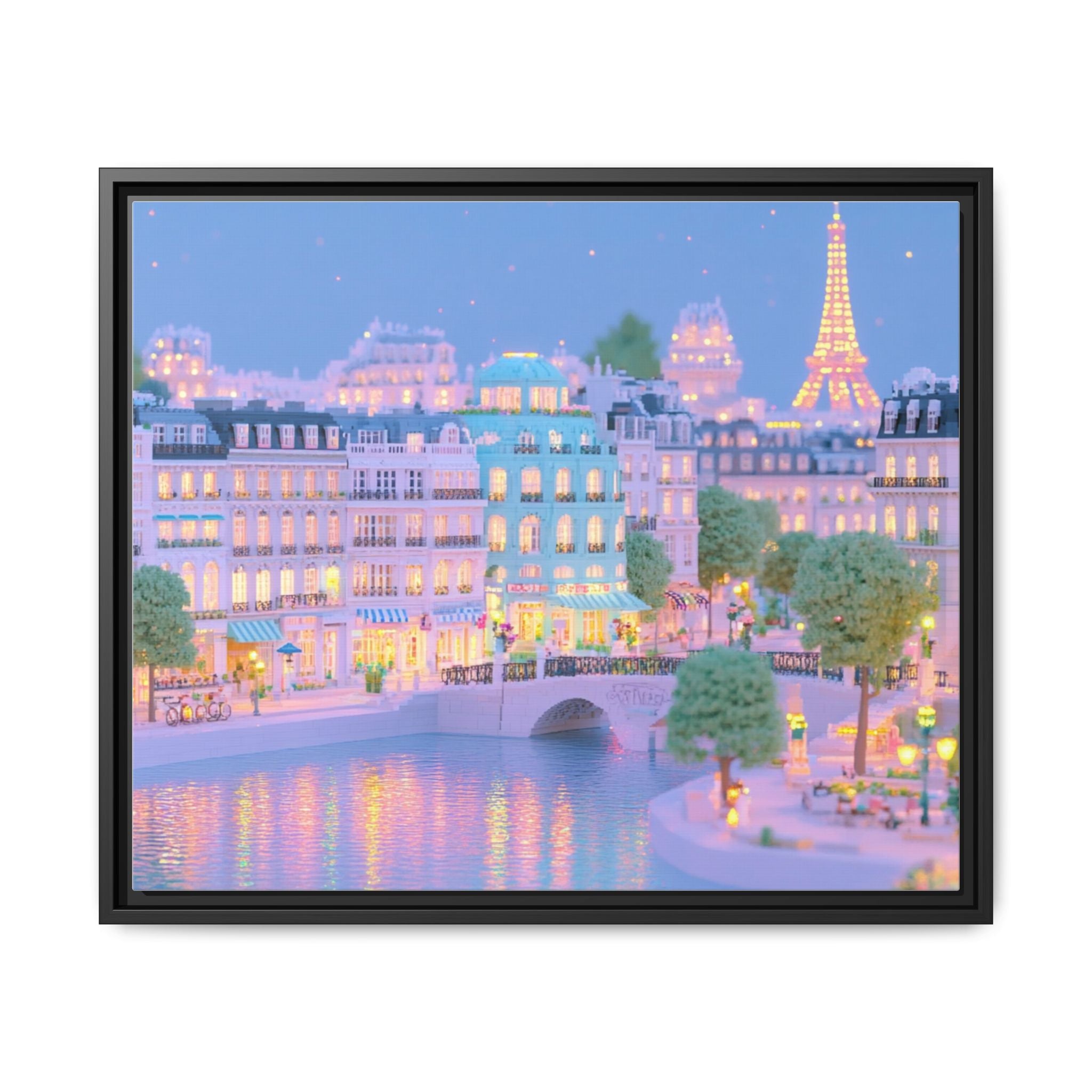 Pastel Paris Eiffel Tower Framed Canvas