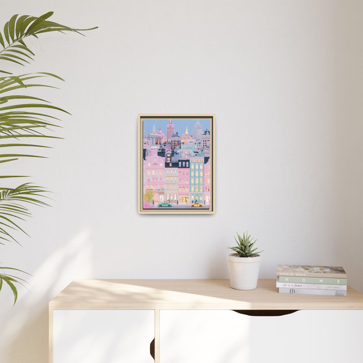 Pastel NYC Skyline Framed Canvas